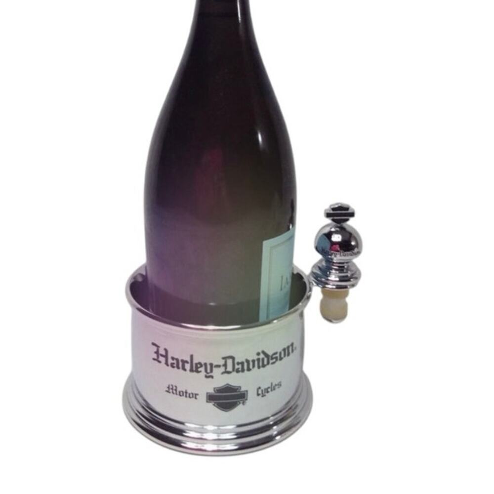 Vintage Harley‎ Davidson Motor Cycles Chrome Wine Bottle Holder With Cork Silver